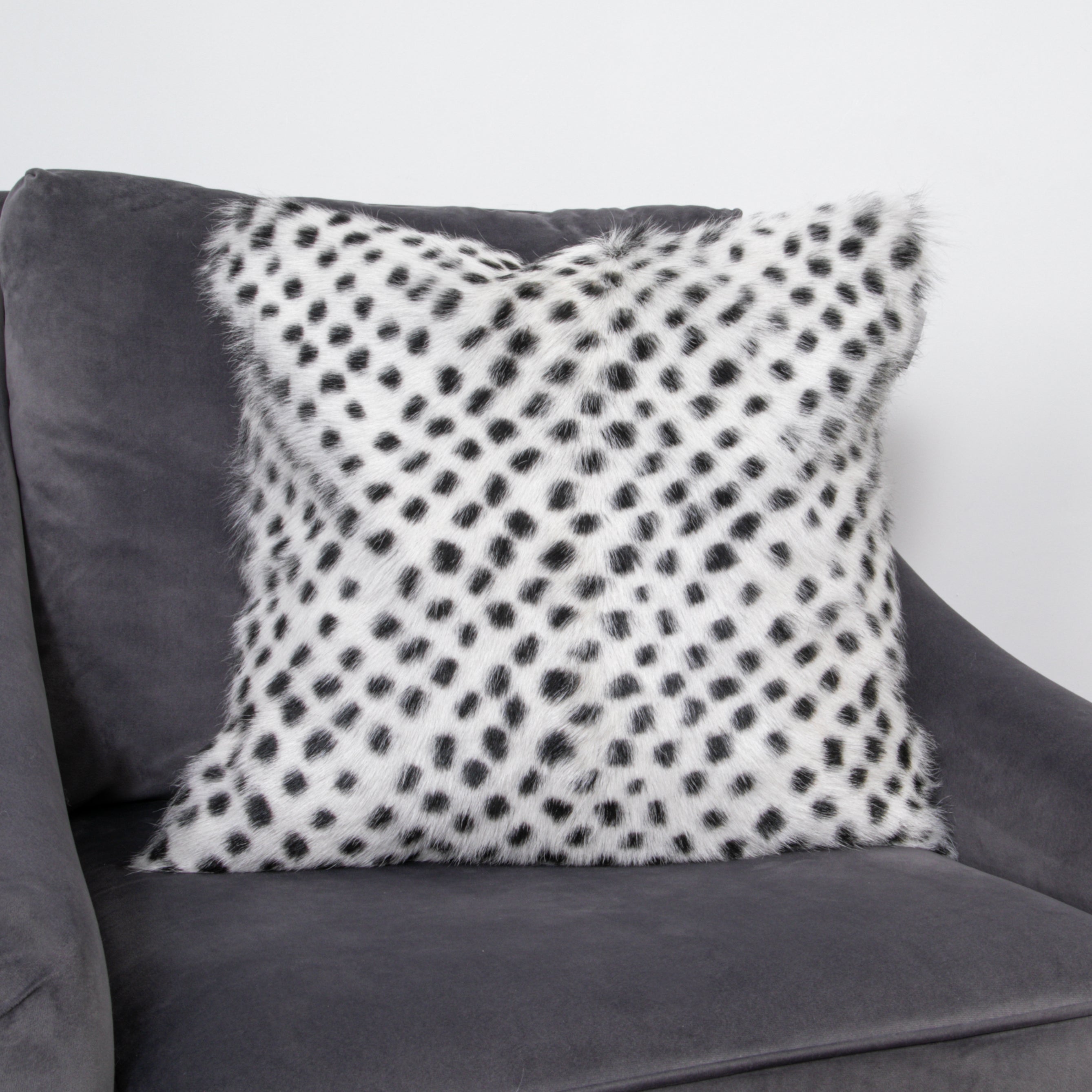 Black Dot Goatskin Print Square Cushion